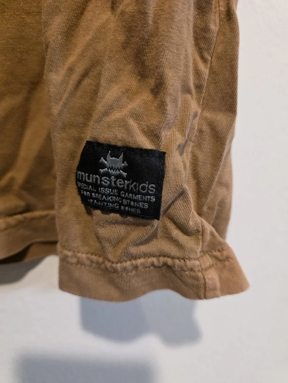 Munsterkids Brown Acid Wash Lightning Bolt Embroidered Short Sleeve Tee Size 6